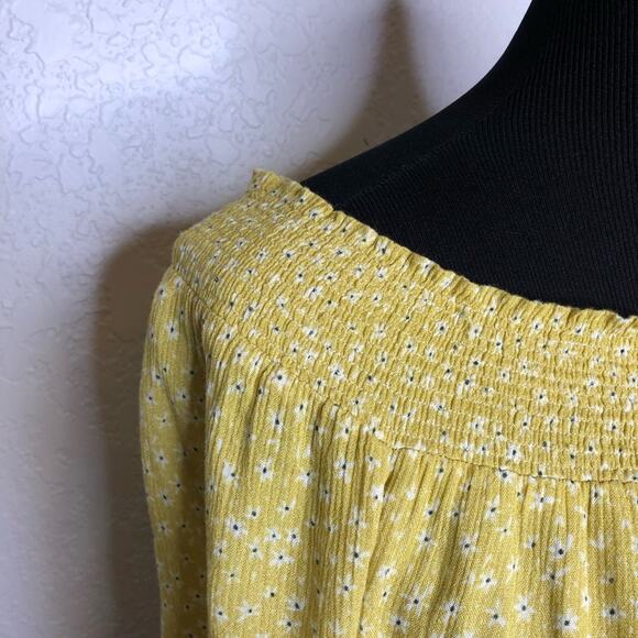 Anthropologie Blank gold pink floral off shoulder top size Small boho spring - Picture 8 of 16